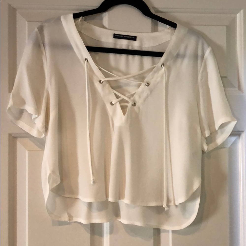 White crisscross cropped top